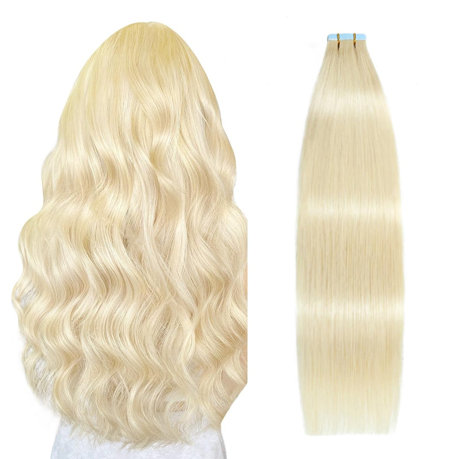 Bleach Blonde (#613) Tape-In Hair Extensions | 20Pcs