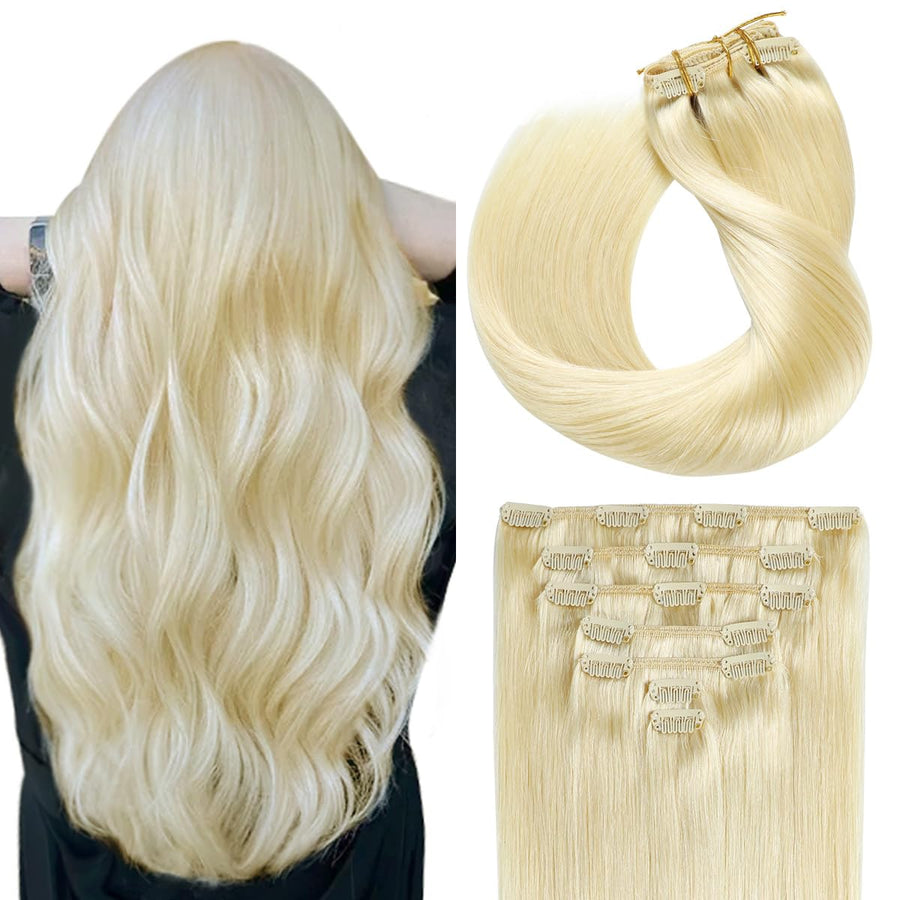 Platinum Blonde (#60) Clip In Hair Extensions