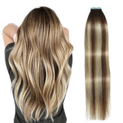 Chocolate Brown / Bleach Blonde / Chestnut Brown Balayage (#P6/613/T4) Tape-In Hair Extensions | 20Pcs