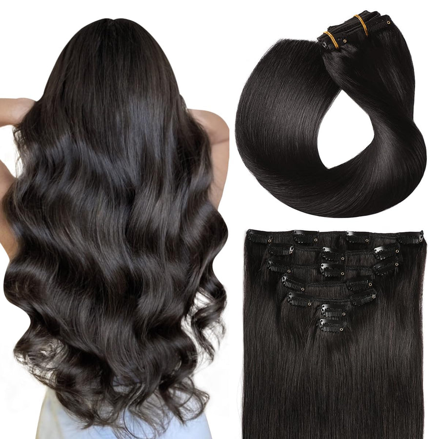 Natural Black (#1B) Clip In Hair Extensions