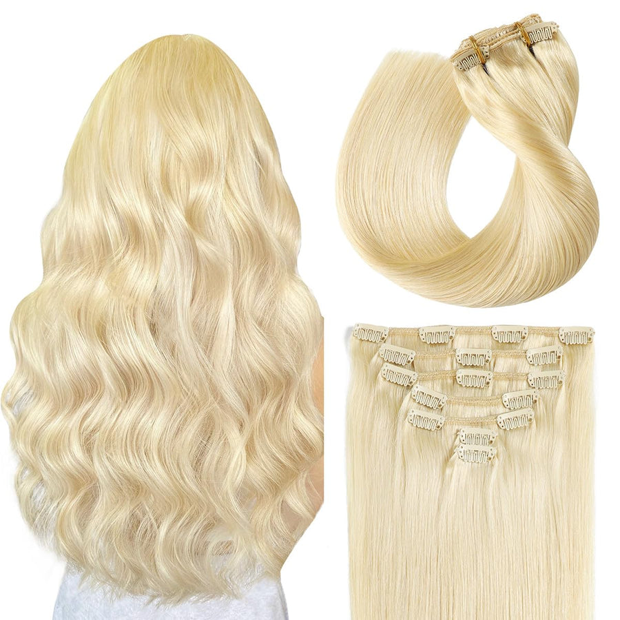 Bleach Blonde (#613) Clip In Hair Extensions
