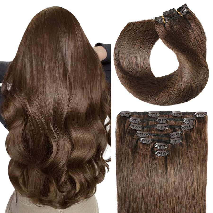 Chocolate Brown (#4) Clip In Hair Extensions