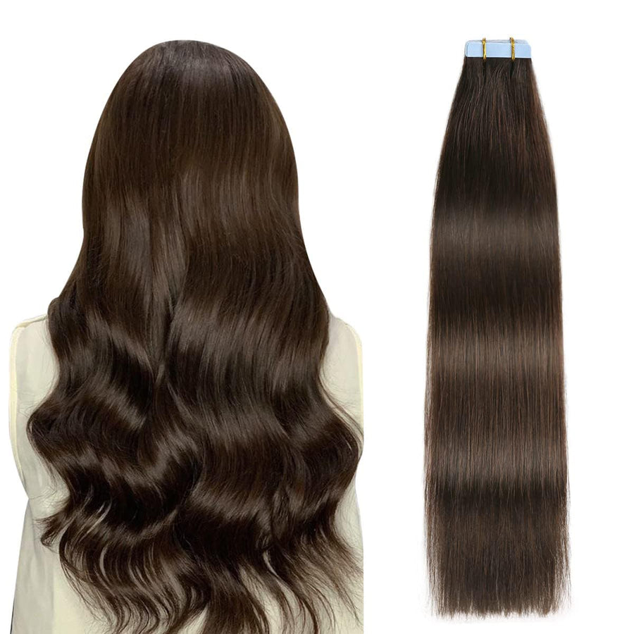 Darkest Brown (#2) Tape-In Hair Extensions | 20Pcs