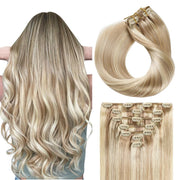 Ash Blonde / Bleach Blonde Balayage (#P18/613) Clip In Hair Extensions
