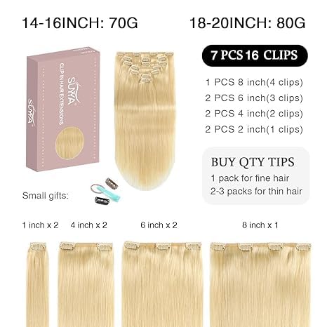 Bleach Blonde (#613) Clip In Hair Extensions