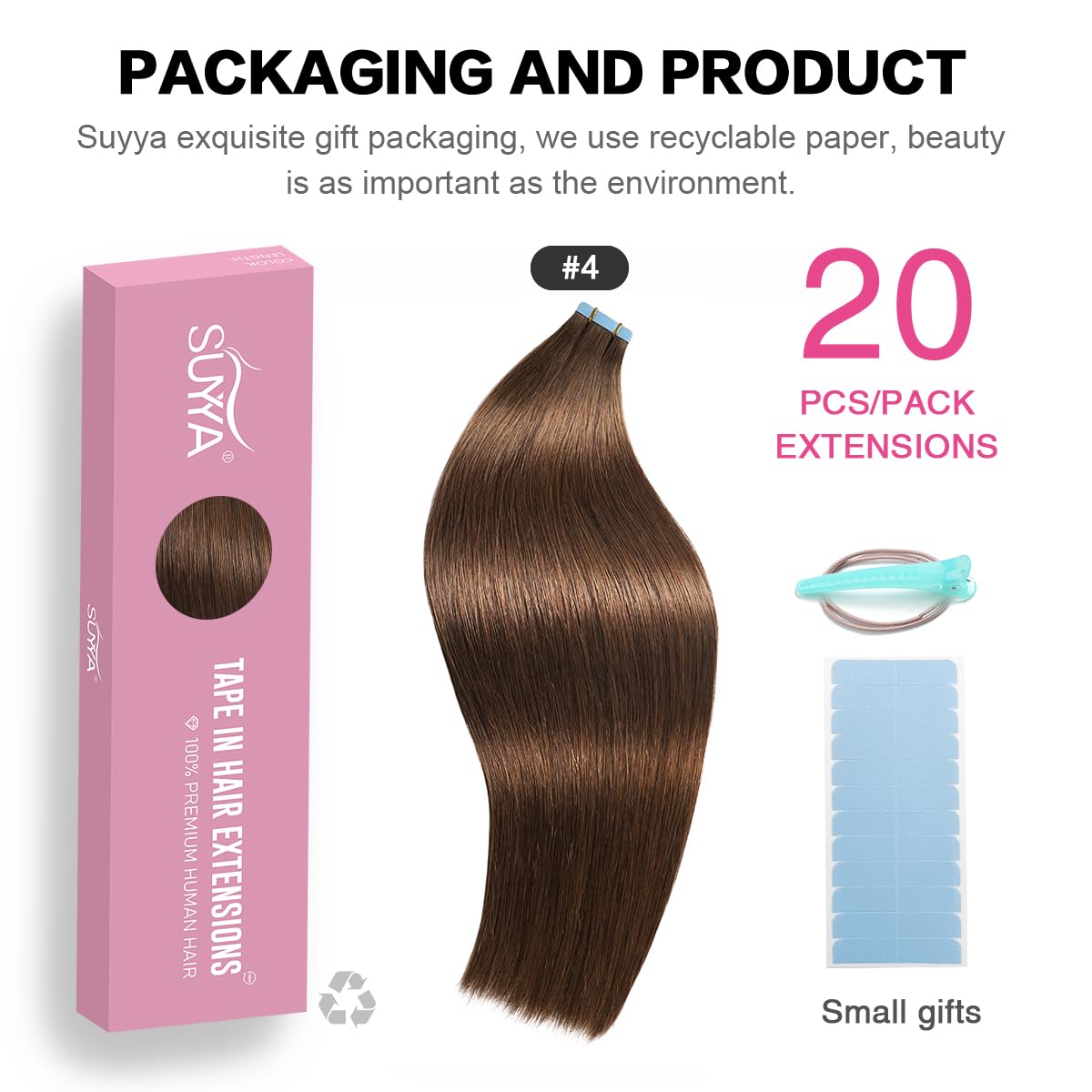 Chocolate Brown (#4) Tape-In Hair Extensions | 20Pcs