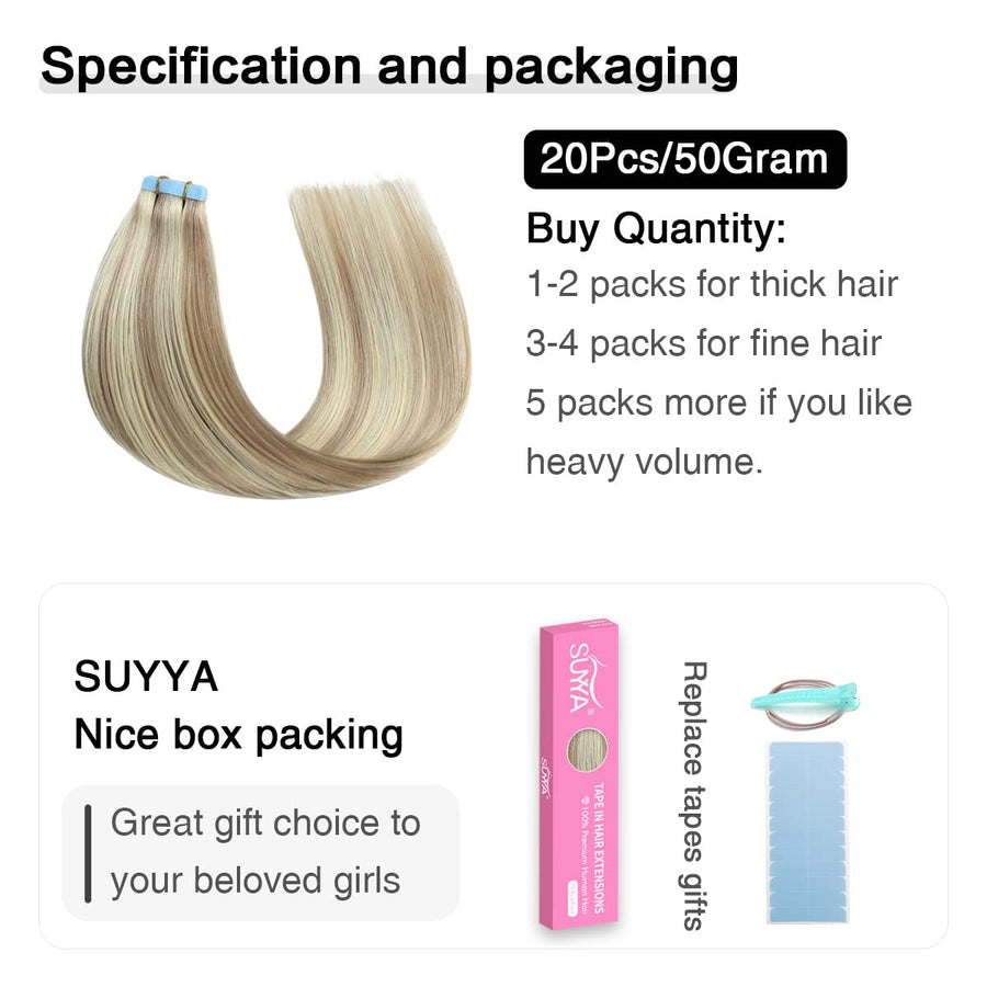 Ash Blonde / Bleach Blonde Balayage (#P18/613) Tape-In Hair Extensions | 20Pcs