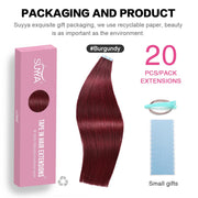 Burgundy (#99J) Tape-In Hair Extensions | 20Pcs