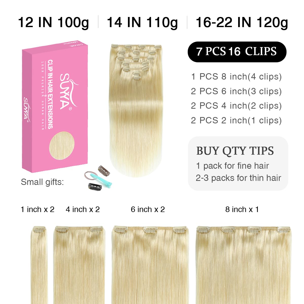 Platinum Blonde (#60) Clip In Hair Extensions