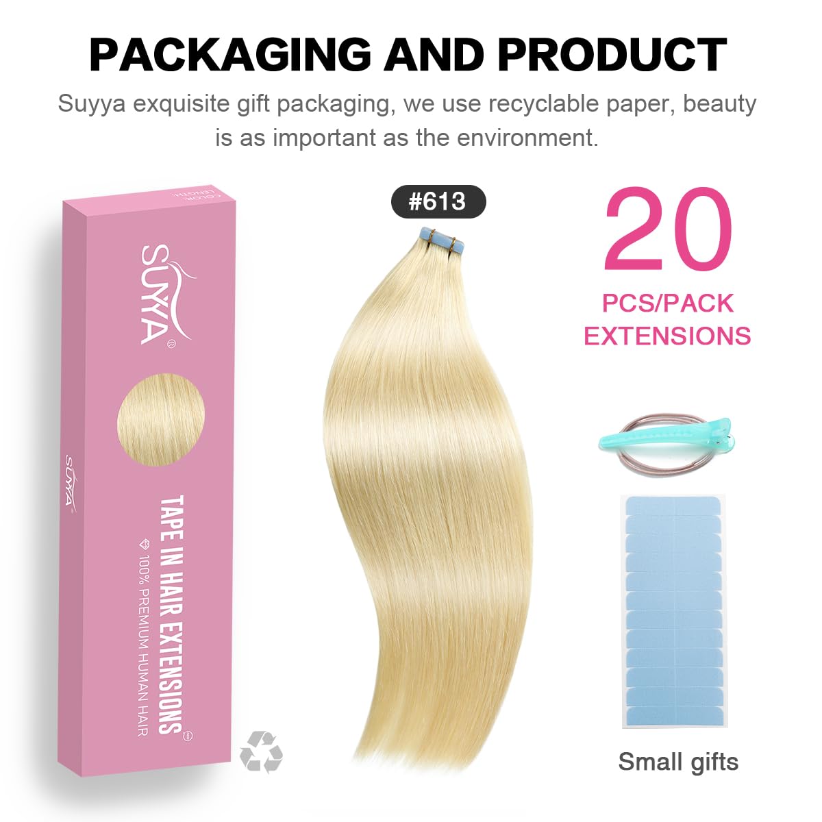 Bleach Blonde (#613) Tape-In Hair Extensions | 20Pcs