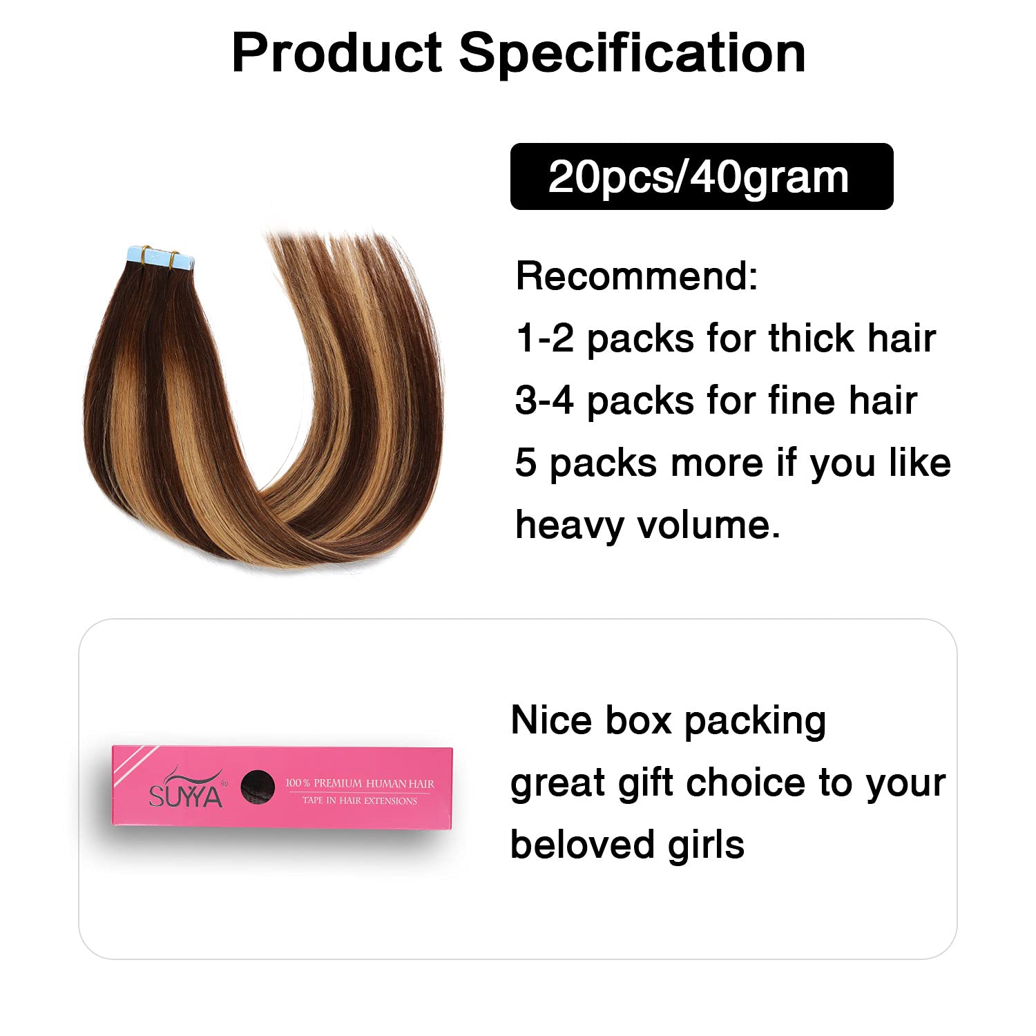 Chocolate Brown / Caramel Blonde Balayage (#P4/27/T4) Tape-In Hair Extensions | 20Pcs