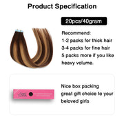 Chocolate Brown / Caramel Blonde Balayage (#P4/27/T4) Tape-In Hair Extensions | 20Pcs