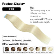 Platinum Blonde (#60) Tape-In Hair Extensions | 20Pcs