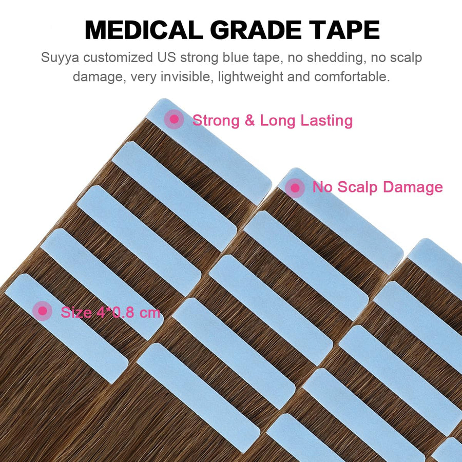 Chestnut Brown (#6) Tape-In Hair Extensions | 20Pcs