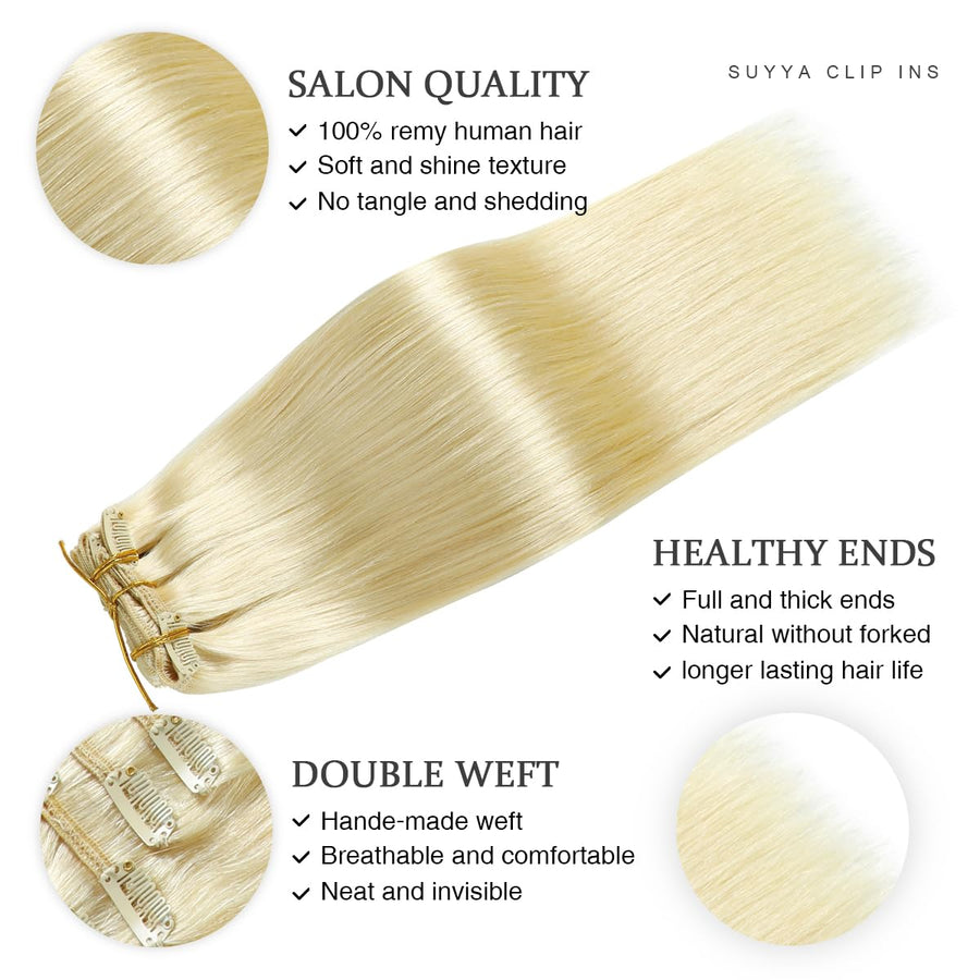 Platinum Blonde (#60) Clip In Hair Extensions