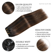 Natural Black / Chestnut Brown Balayage (#P1B/6/T1B) Clip In Hair Extensions