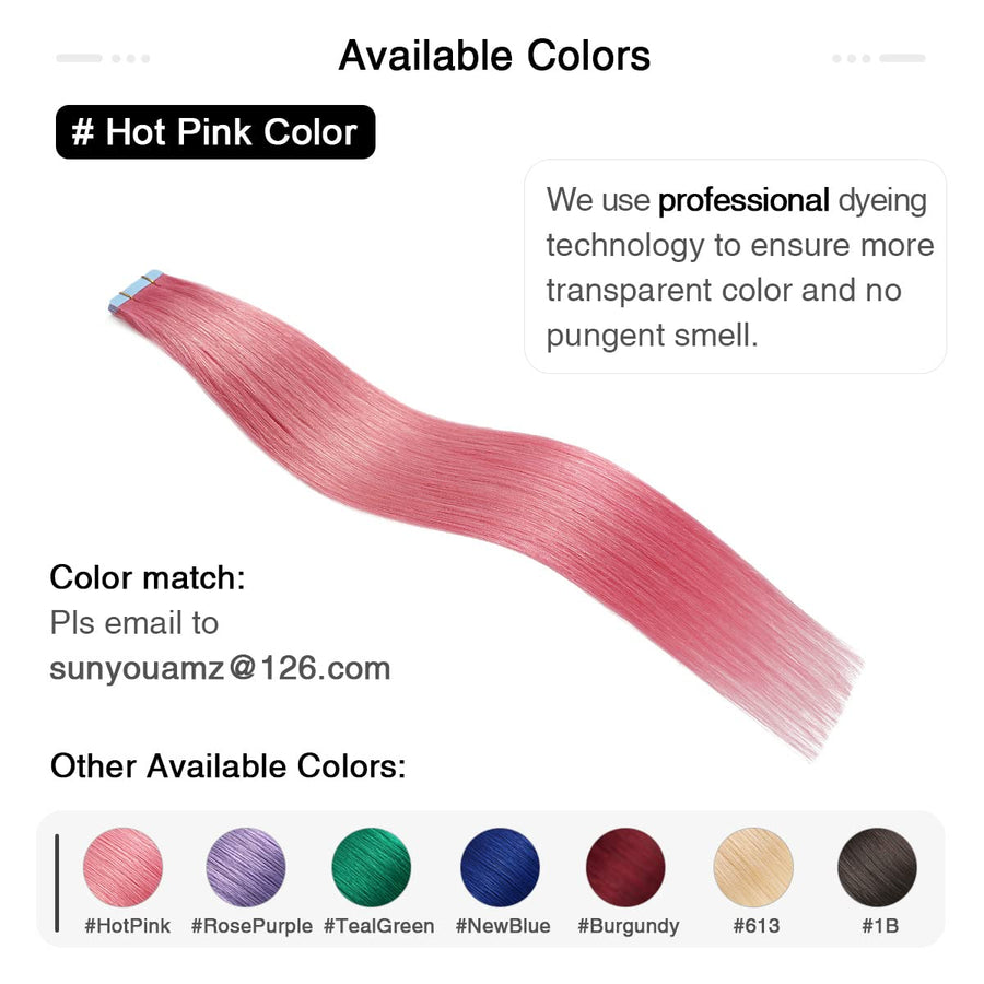 Hot Pink Tape-In Hair Extensions | 20Pcs