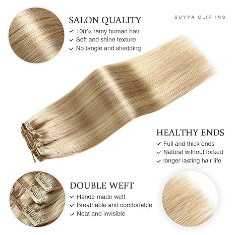 Ash Blonde / Bleach Blonde Balayage (#P18/613) Clip In Hair Extensions