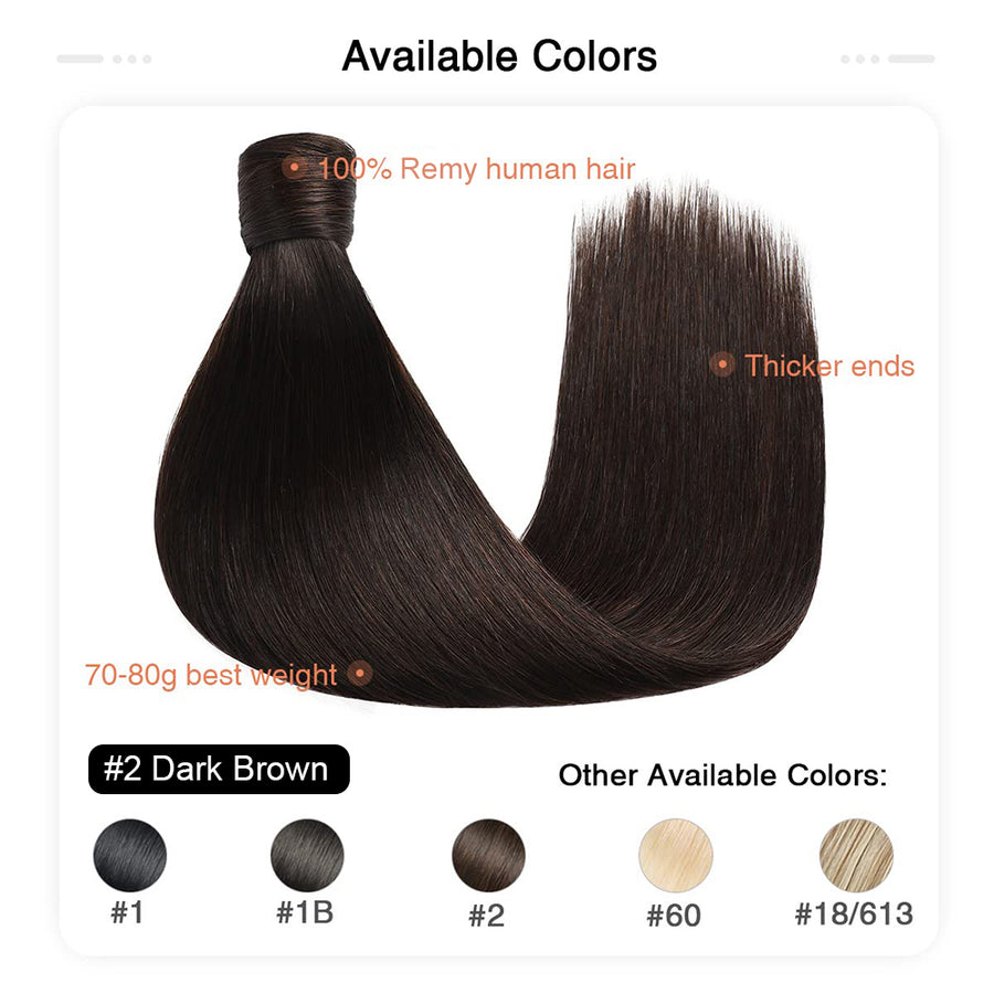 Darkest Brown (#2) Wrap Around Ponytail Extension