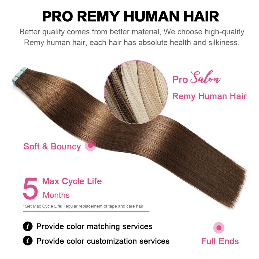 Chocolate Brown (#4) Tape-In Hair Extensions | 20Pcs