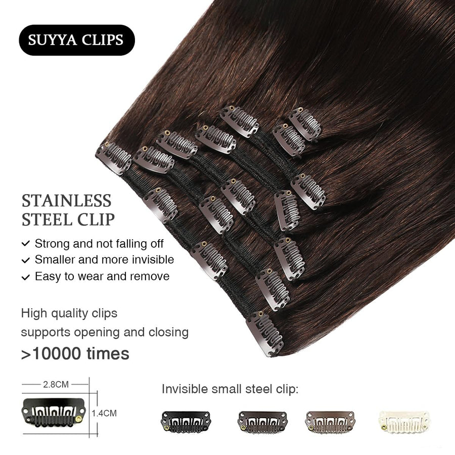 Darkest Brown (#2) Clip In Hair Extensions