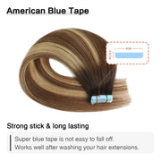 Darkest Brown / Chestnut Brown / Light Blonde Balayage (#P6/16/T2) Tape-In Hair Extensions | 20Pcs