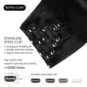 Jet Black (#1) Clip In Hair Extensions