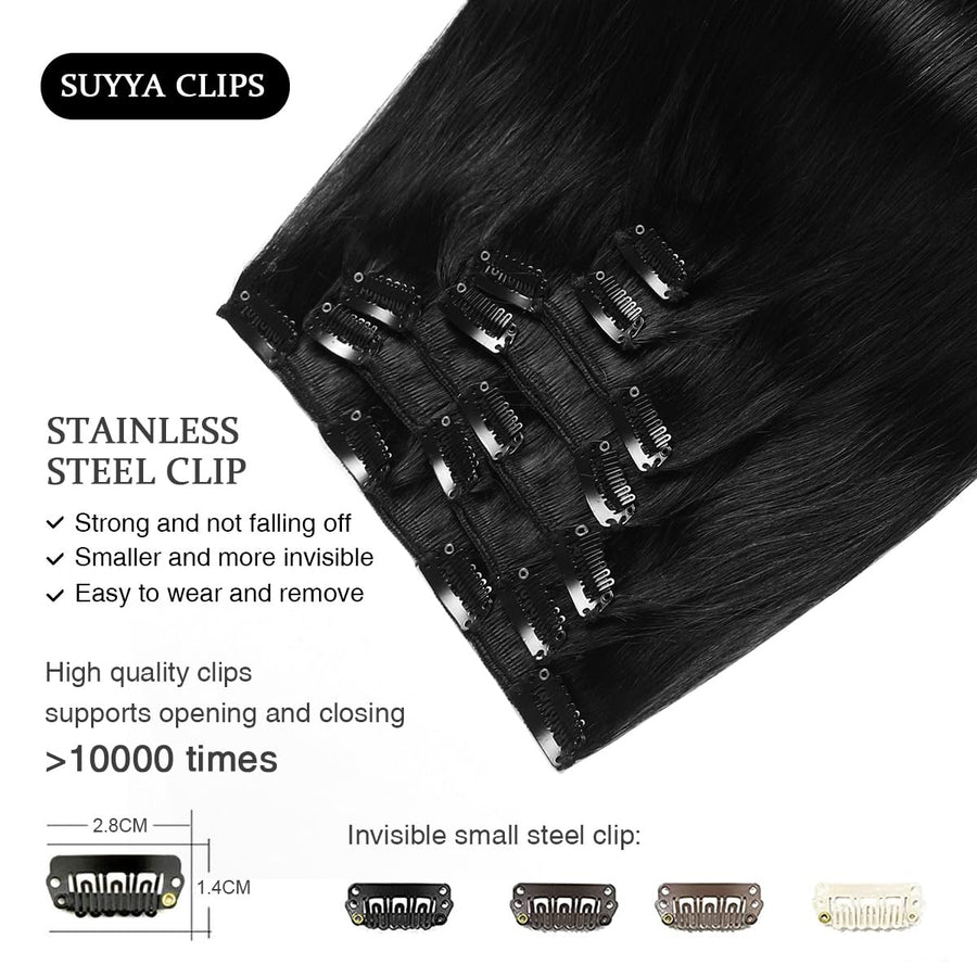 Jet Black (#1) Clip In Hair Extensions