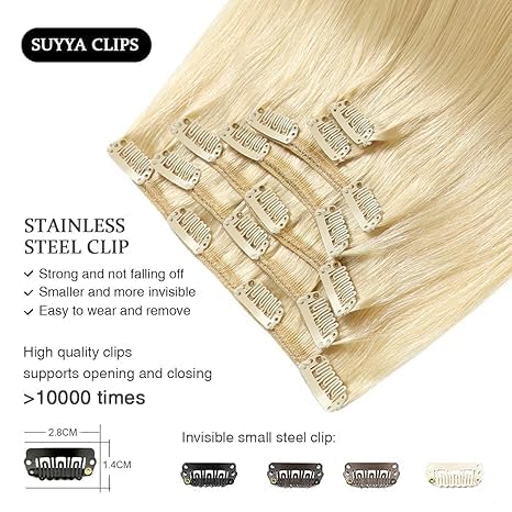 Bleach Blonde (#613) Clip In Hair Extensions