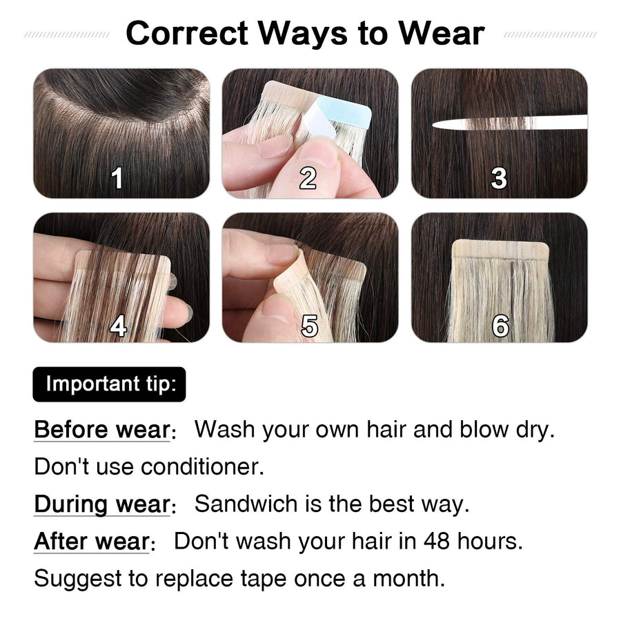 Light Brown (#8) Tape-In Hair Extensions | 20Pcs