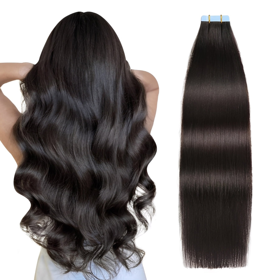 Natural Black (#1B) Tape-In Hair Extensions | 20Pcs