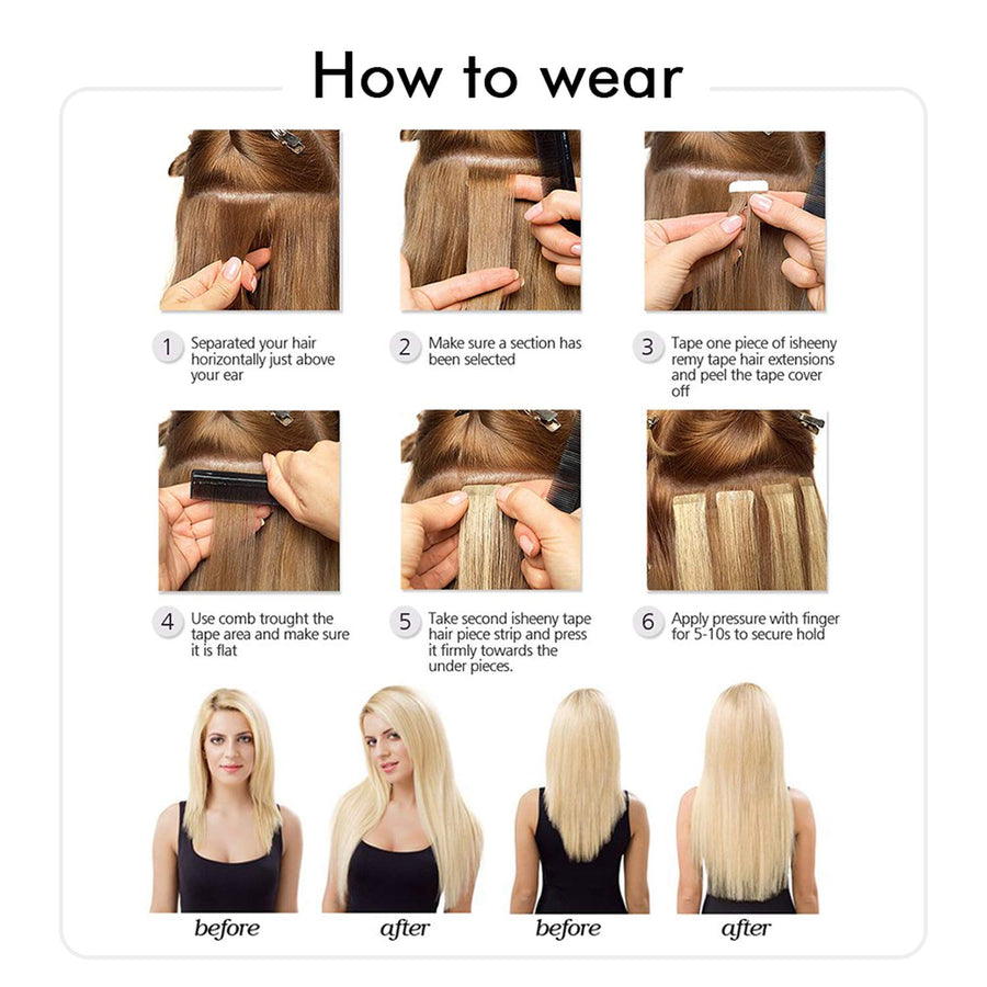 Light Blonde (#16) Tape-In Hair Extensions | 20Pcs