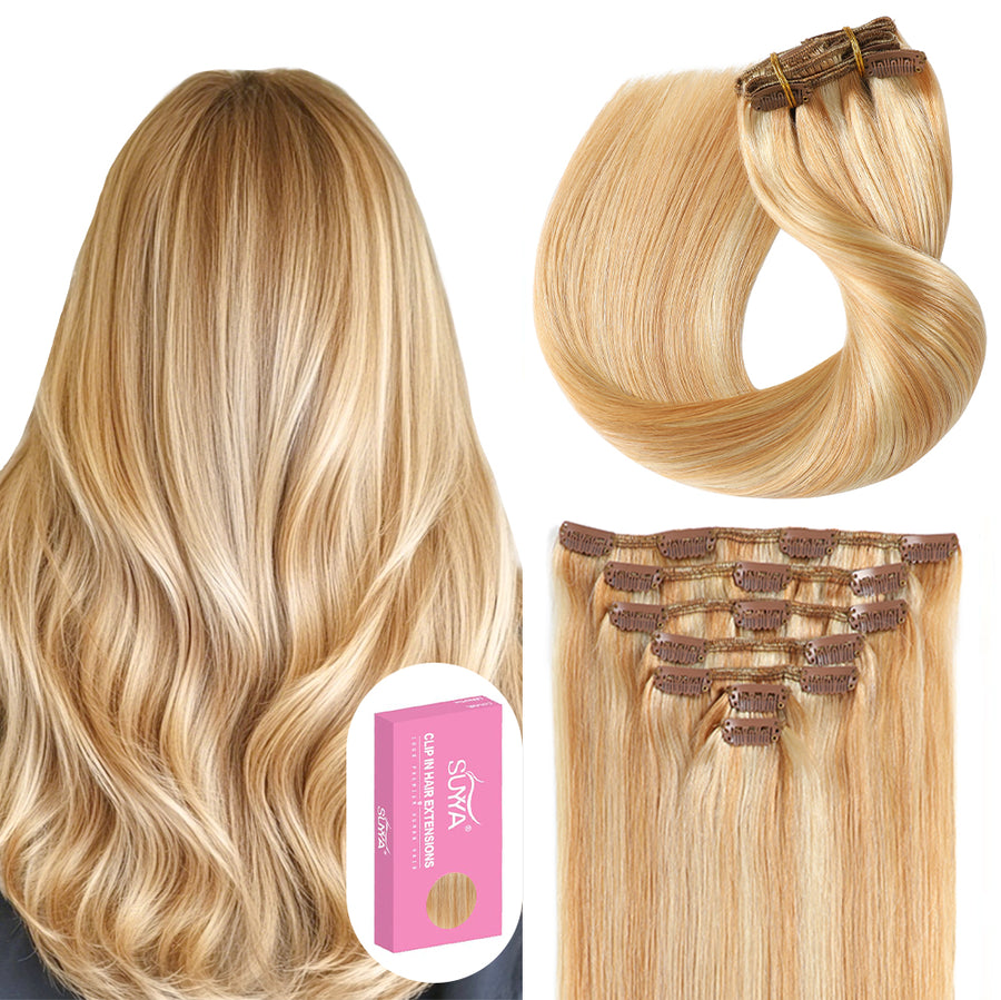 Strawberry Blonde / Bleach Blonde Balayage (#P27/613) Clip In Hair Extensions