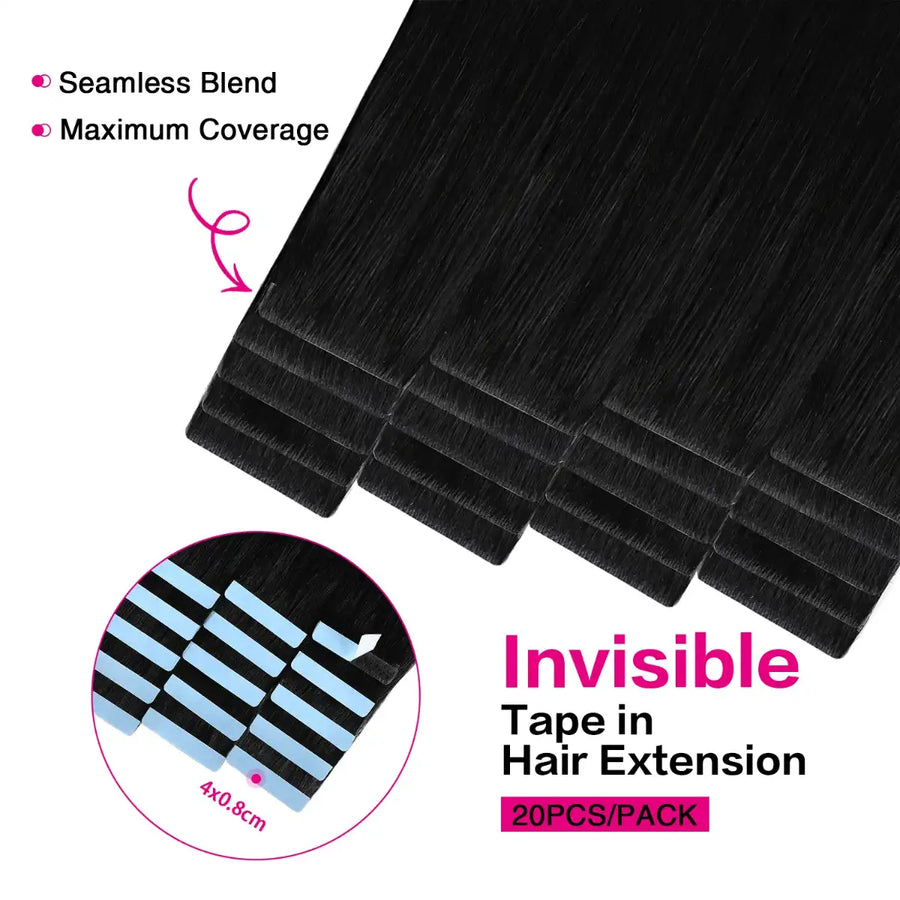 SUYYA Invisible Tape in Hair Extensions Jet Black (#1)