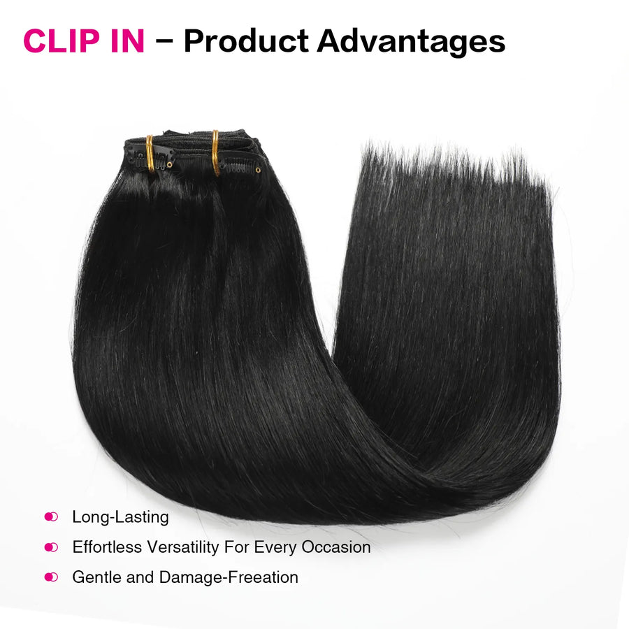 Suyya Hair  Jet Black (#1) Clip In Hair Extensions