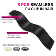 Suyya Human Hair Seamless Clip In Hair Extensions 8Pcs Jet Black (#1)