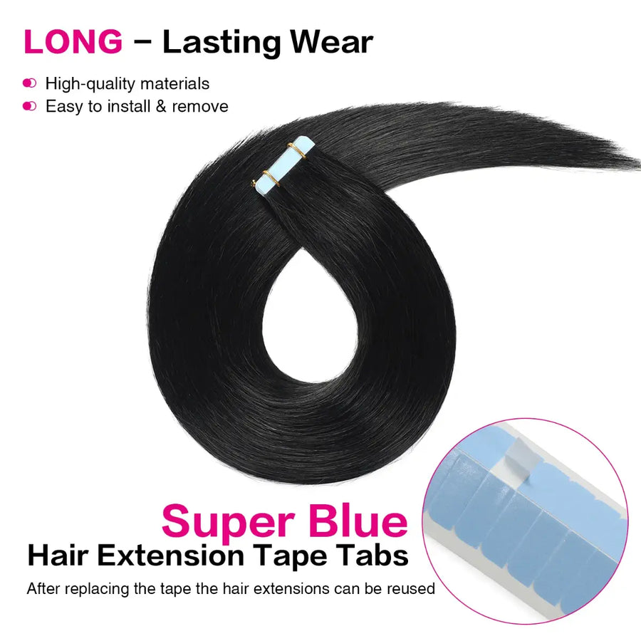 SUYYA Invisible Tape in Hair Extensions Jet Black (#1)