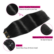 Suyya Hair  Jet Black (#1) Clip In Hair Extensions