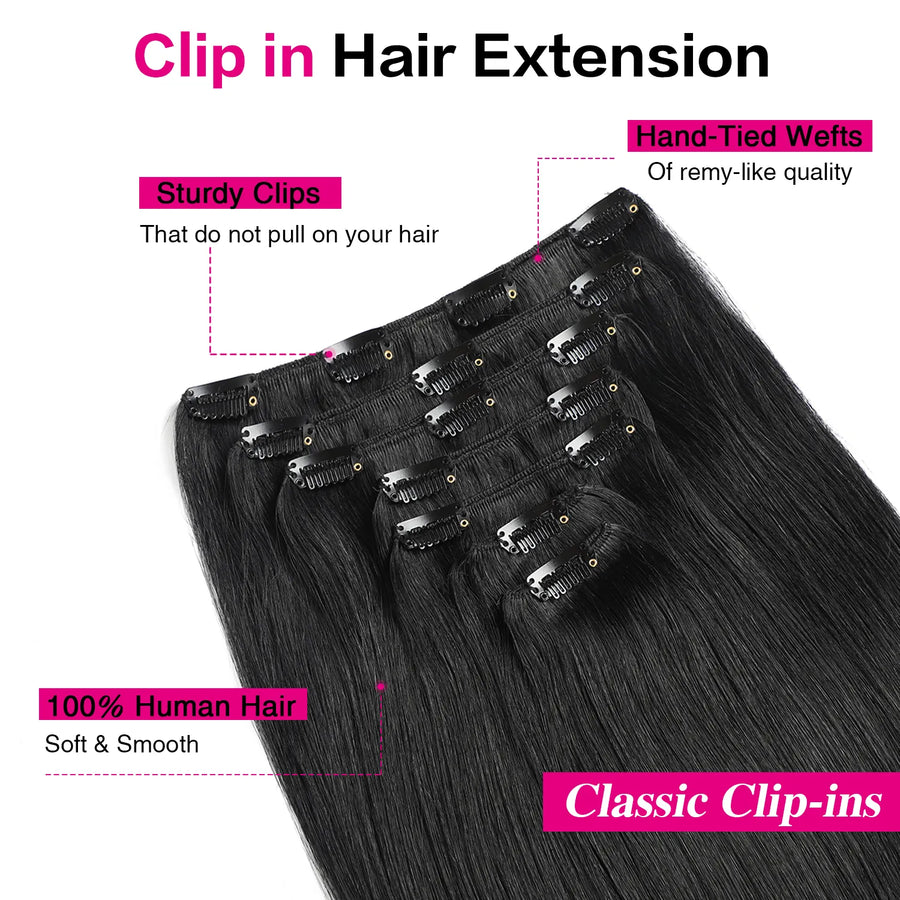Suyya Hair  Jet Black (#1) Clip In Hair Extensions