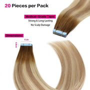 SUYYA  Tape-In Hair Extensions Balayage Ash Brown to Blonde (#P18/60/T8) 20Pcs