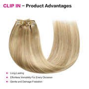 Suyya Hair Human Remy Hair Ash Blonde / Bleach Blonde Balayage (#P18/613) Clip In Hair Extensions
