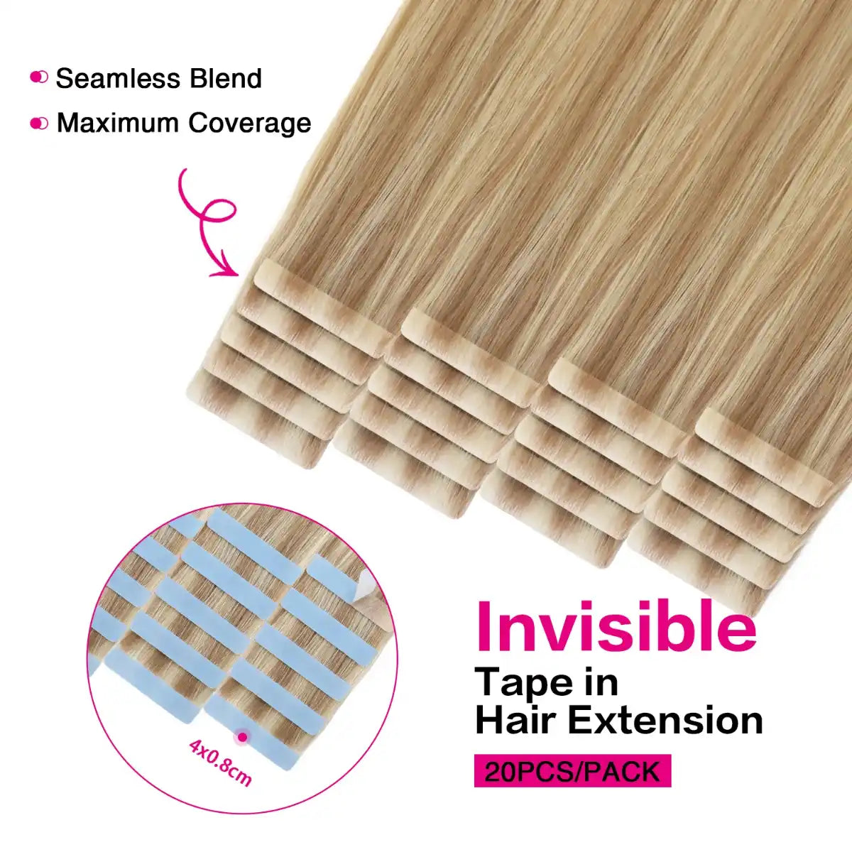 Ash Blonde / Bleach Blonde Balayage (#P18/613) SUYYA Invisible Tape in Hair Extensions