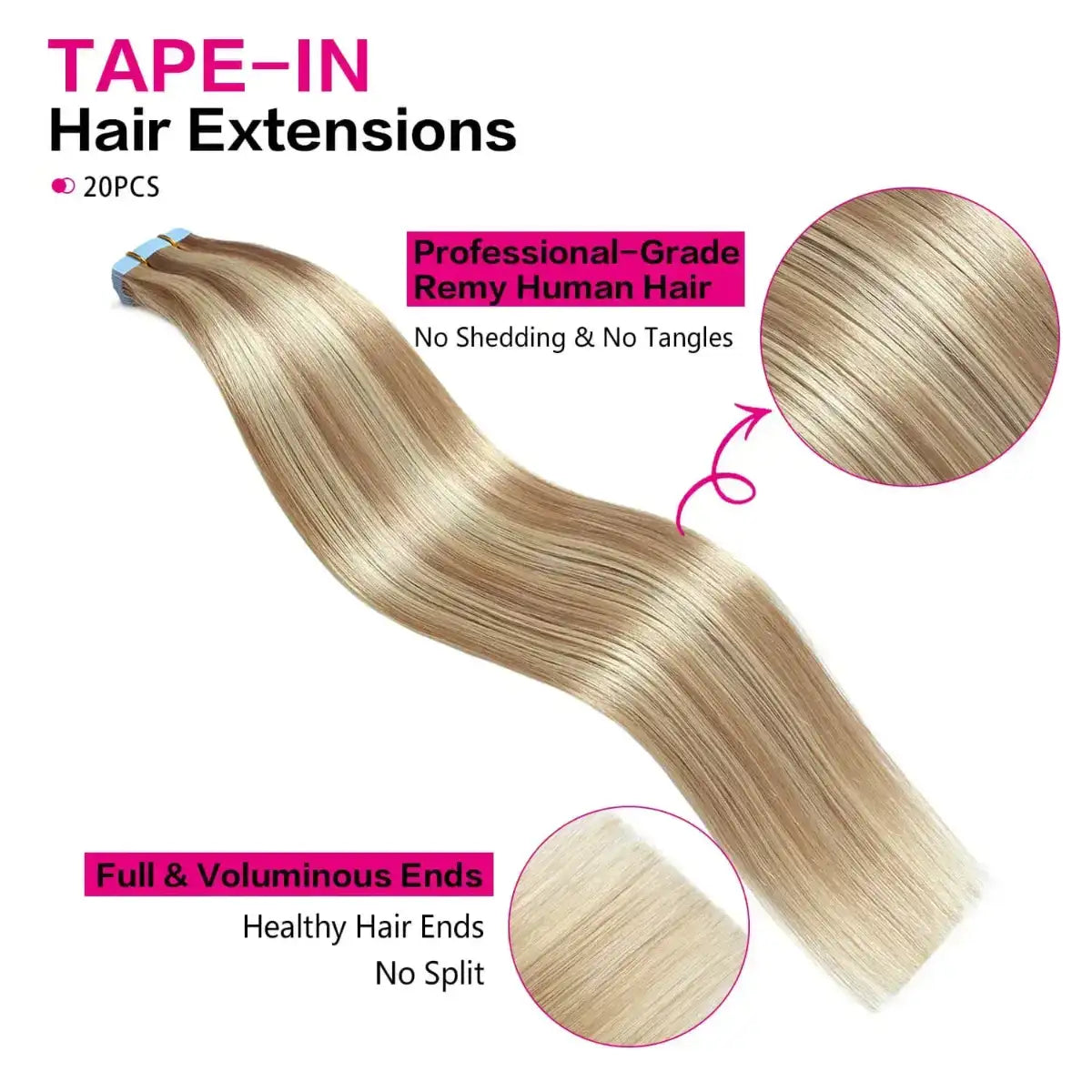 SUYYA Ash Blonde / Bleach Blonde Balayage (#P18/613) Tape-In Hair Extensions | 20Pcs