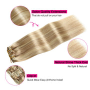 Suyya Hair Human Remy Hair Ash Blonde / Bleach Blonde Balayage (#P18/613) Clip In Hair Extensions