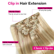 Suyya Hair Human Remy Hair Ash Blonde / Bleach Blonde Balayage (#P18/613) Clip In Hair Extensions