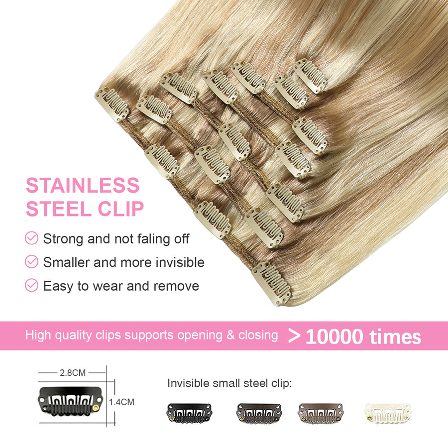 Ash Blonde / Bleach Blonde Balayage (#P18/613) Clip In Hair Extensions