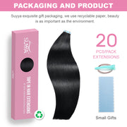 Jet Black (#1) Tape-In Hair Extensions | 20Pcs