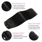 Jet Black (#1) Clip In Hair Extensions