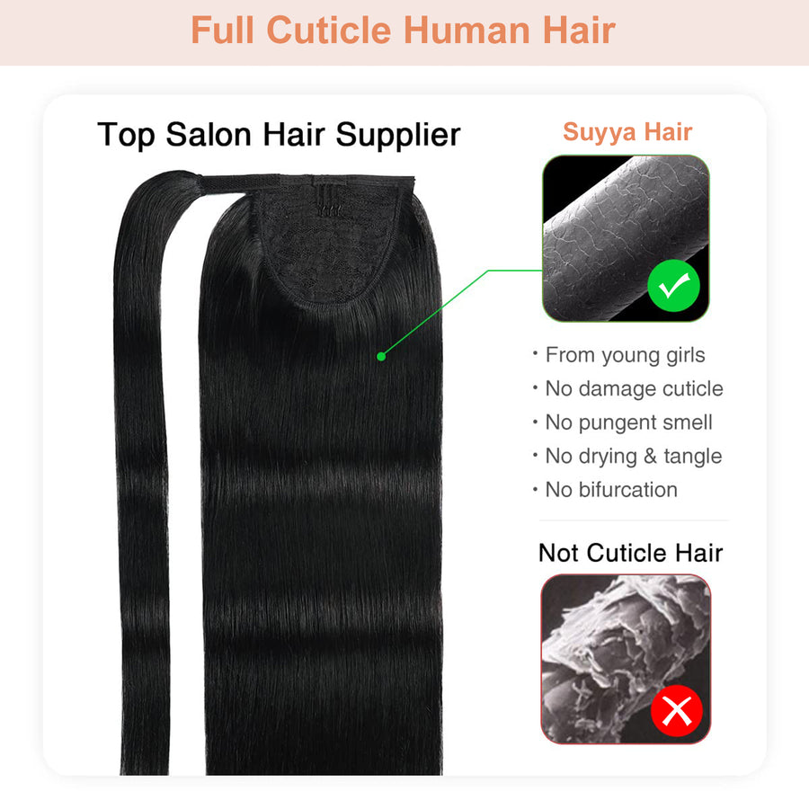 Jet Black (#1) Wrap Around Ponytail Extension