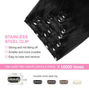 Jet Black (#1) Clip In Hair Extensions